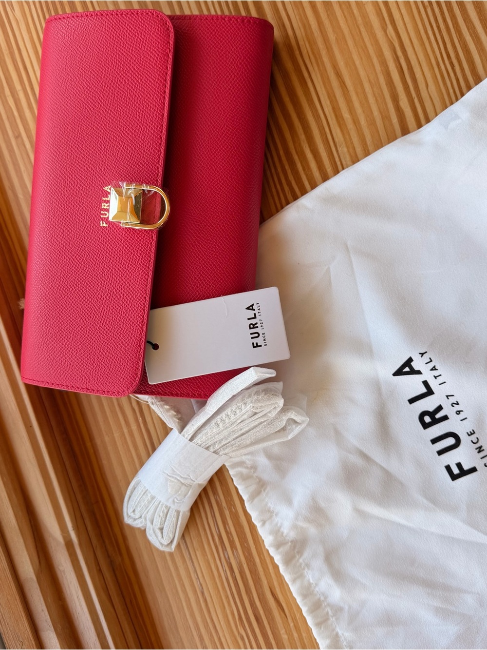 Furla Pink Leather handbag with Gold Chain strap
